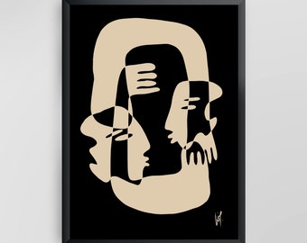 Unite Framed Modern Art Print, Minimal Art Print, Abstract Art Print, Framed Art Print
