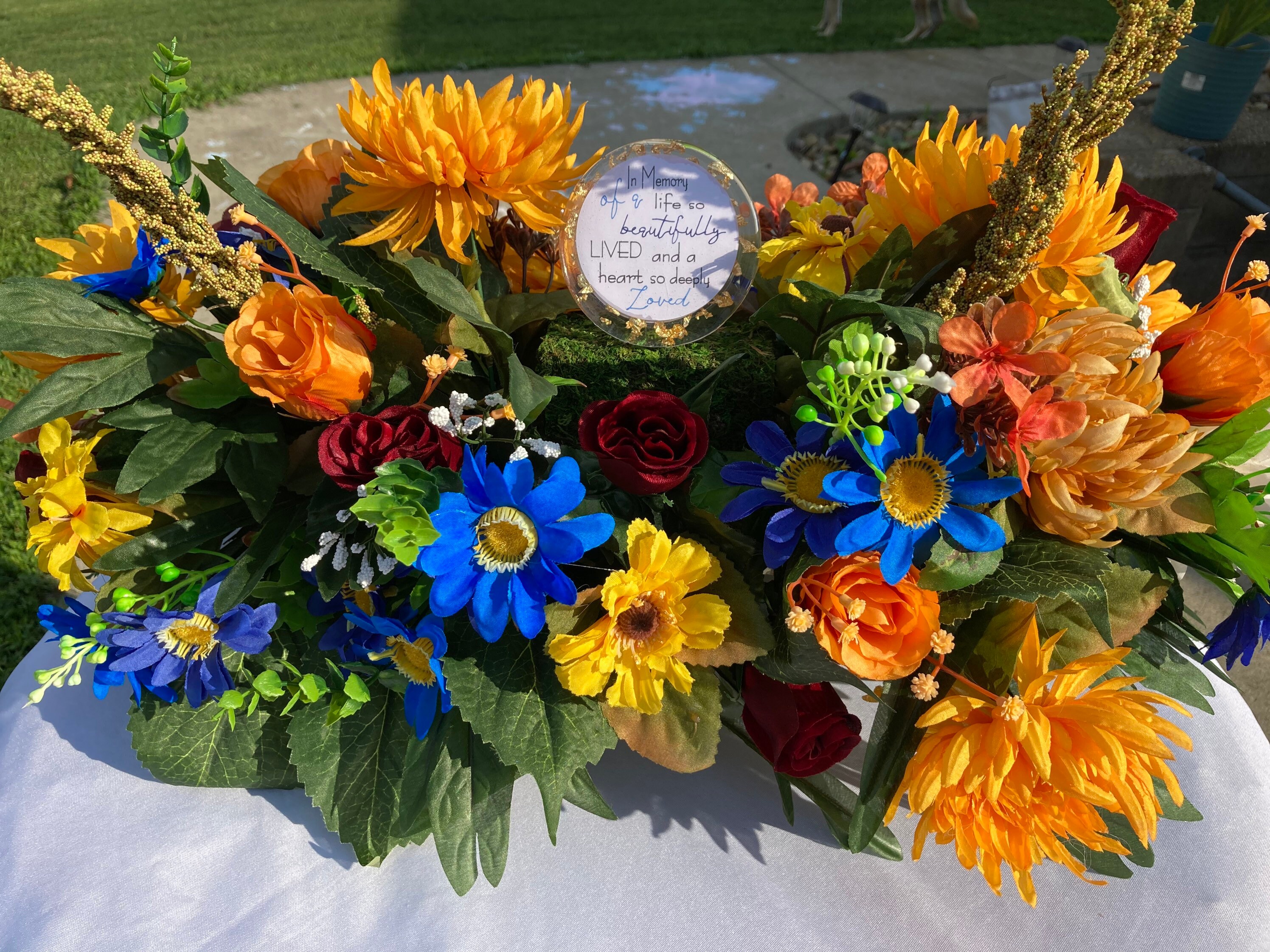 Fall Cemetery Flowers for slanted headstone solar light Etsy