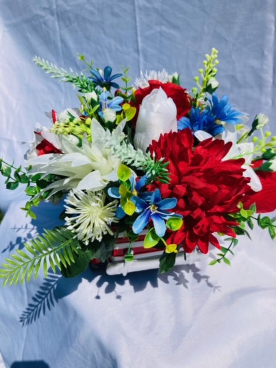 Flat headstone or grave marker flowers for Cemetery Etsy