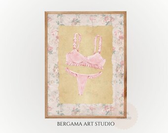 Arte de parede de coquete de lavanderia vintage, decoração de lavanderia, decoração de apartamento, arte de parede moderna, arte de parede feminina, decoração de casa minimalista, digital