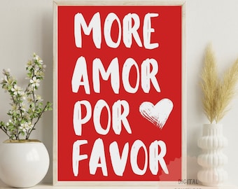 Mais impressão de Amor Por Favor: Arte de parede eclética vermelha (download digital)