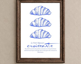 French Croissant Kitchen Print: Trendy Breakfast Wall Art (Digital Download)