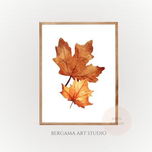 Watercolour Falling Leaves Fall Print, Fall Printable Art, Rustic Print, Fall Wall art, Fall decor, Autumn Print, Fall Sign, Fall painting