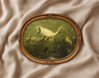 Vintage Ducklings Art Print: Rustic Spring Cottagecore Wall Decor (Digital Download)