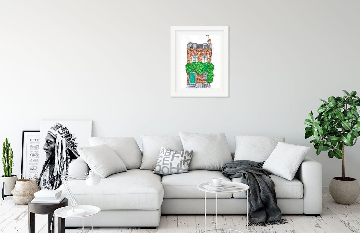 Ziegel Haus Original Aquarell druckbare Wandkunst | Etsy