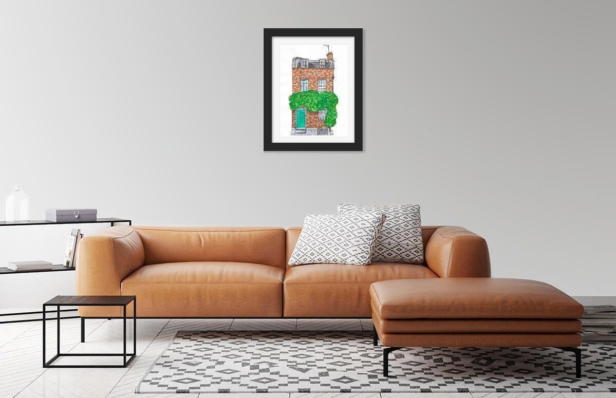 Ziegel Haus Original Aquarell druckbare Wandkunst | Etsy