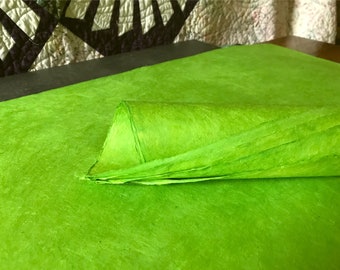 Nepali Lokta Paper | lime green • full sheet • handmade [HC014]