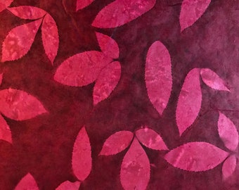 Nepali Lokta Paper | sun-washed • shadow dye • leaves • magenta • full sheet • handmade [SW214]