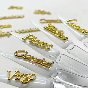 12 PC 3d script font Zodiac charms| Nail charms| DIY charms