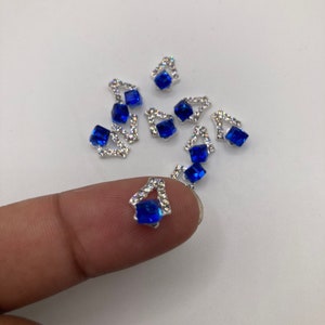 3D bling Light Sapphire cube charm| Nail charms\ DIY Charms