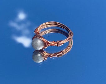 blauer Aventurin draht gewickelt Ring