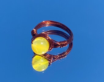 fire agate wire wrapped ring