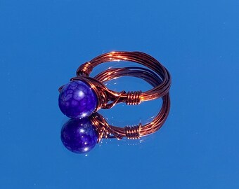 purple agate wire wrapped ring