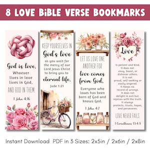 Bible Verse Bookmarks | Printable Love Bookmarks | Valentine Scripture Bookmarks |  Christian Valentine | Scripture Cards and Gifts