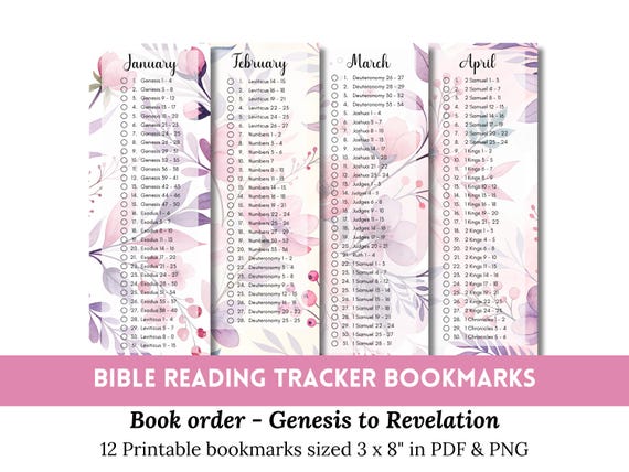 Bible Reading Tracker Bookmarks | Read Bible in a Year