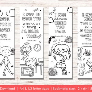 Peut inclure: Quatre marque-pages imprimables en noir et blanc avec des citations inspirantes et des illustrations. Les marque-pages repr&eacute;sentent une fille avec un ange, une fille avec un cochon, une fille avec un lapin et une fille avec une oie. Les citations sont "Je ne te quitterai jamais", "Je serai avec toi quand tu traverses une p&eacute;riode difficile", "Je te rel&egrave;verai quand tu tomberas" et "Je sais ce dont tu as besoin et je prendrai soin de toi".