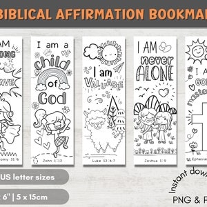 10 Lesezeichen für Kinder zum Ausmalen | Affirmation Lesezeichen | Bibel Vers Lesezeichen | Geschenke für Kinder und Studenten