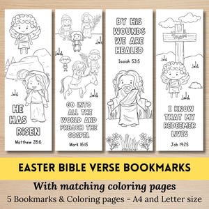 Easter Bible Verse Coloring Bookmarks & Pages | Christian Easter Activity for Kids | Sunday School Printable | Homeschool Easter Craft