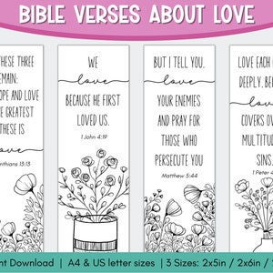 8 Coloring Bible Verse Bookmarks | Printable Love-themed Bookmarks ...