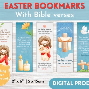 Easter Christian Bookmarks with Bible Verses |  Easter Gifts and Basket Stuffers | Printable Digital Bookmarks