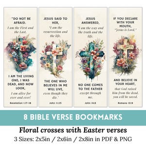 Printable Easter Bible Verse Bookmarks | Floral Cross Design |  Scripture Bookmarks | Religious Easter Basket Stuffers