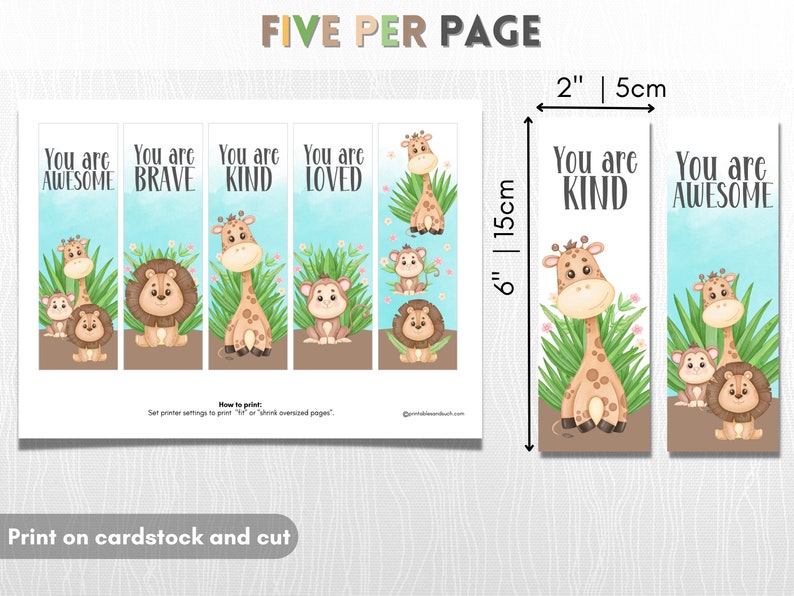 Safari Printable Bookmarks Bookmarks for Kids Etsy