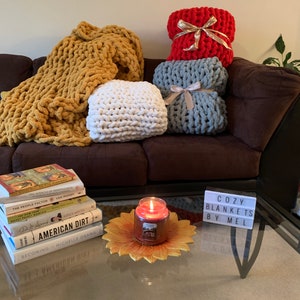 Handmade Chunky Knit Throw. Warm & Cozy Knit Blankets. Soft, Chunky Blankets.