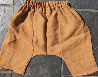 Gender Neutral Linen Slouch Pants - Ochre