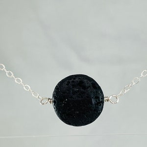 Essential oil lava stone diffuser dainty minimalist necklace