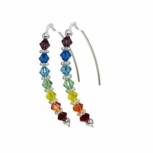 Sterling Silber Swarovski Kristall Chakra Ohrringe,7 Chakra Balance Ohrringe,Heilsteine 7 Chakra Ohrringe,Multicolor Regenbogen Kristall Ohrringe