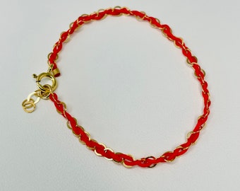 Gold chain and red string bracelet,Red String Bracelet,fortune bracelet,friendship bracelet,Good Luck Chinese Knot Kabbalah Thread Cord