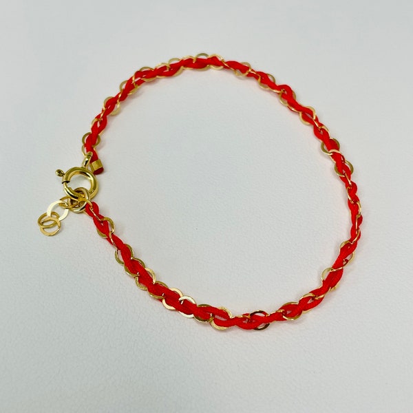 Gold chain and red string bracelet,Red String Bracelet,fortune bracelet,friendship bracelet,Good Luck Chinese Knot Kabbalah Thread Cord