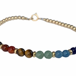 Gold Chakra Bracelet,Stackable Chakra Bracelet,Spiritual Meditation Zen Buddha Yoga Chakra Jewelry,Seven Chakra Bracelet,Reiki Bracelet