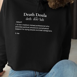 Death Doula. End of Life. We All Die. I&#39;m Dead. Crop Hoodie. Super Comfy. Lay Around.