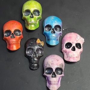 Colorful Skull Magnets, Strong Refrigerator Magnets (6 Count)