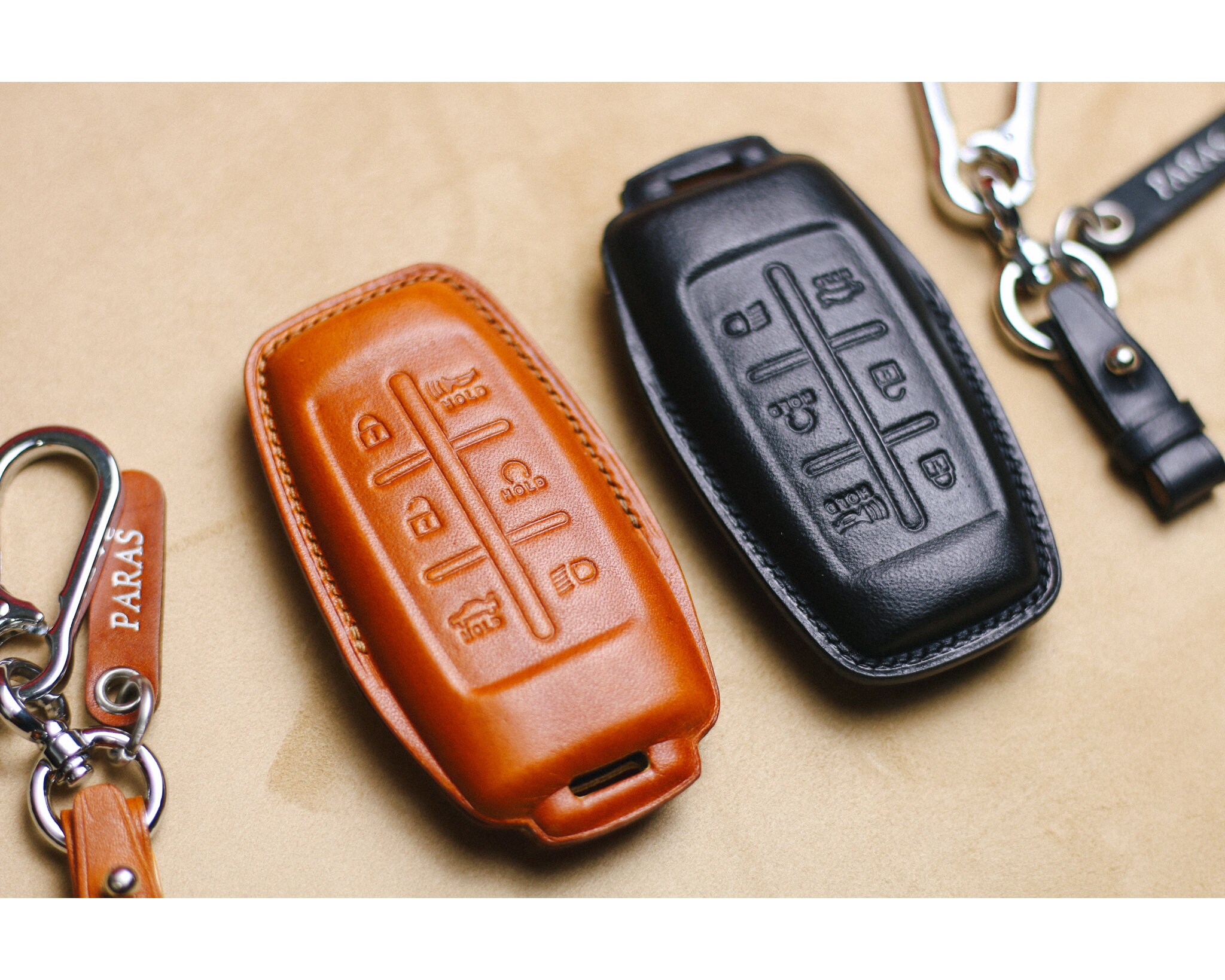 Genesis Series [2] Key Fob Cover Premium Leather Keyless Remote Car Key  Case GV80 G80 GV70 G70 Car Accessory