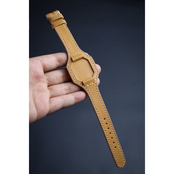 Bracelet Bundstrap personnalisé en cuir, Bracelet de montre Bundstraps 16 mm 18 mm 20 mm 22 mm Bracelet de montre en cuir, Bracelet manchette pour Apple Watch