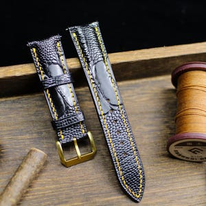 Black Ostrich Foot Leather Watch Strap 24mm 22mm 21mm 20mm Handmade Leather Watch Band Ostrich Leg Leather Strap Butterfly Clasp 18mm 16mm