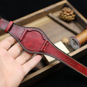 Oxblood Red Patina Leather Bund Strap 20mm, 22mm Bund Watch Band 16mm 24mm Leather Watch Band 18mm Leather Watch Strap Watch Band Cuff Band