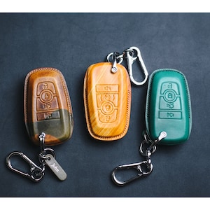 Custom Logo Leather Key Fob Cover Holder for 2024 Bronco EcoSport Edge Expedition Explorer Fusion Ranger 3 4 5 Buttons Smart Keyless Remote