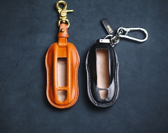 Leather Fob Cover for Porschee Key Fob Cover Case Cayenne Panamera 971 Carrera Coupe Taycan Macan Cayman 911 918 996 997 991 Remote Holder