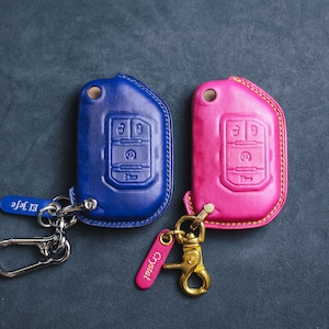 Leather Key Fob Cover For Wrangler 2018 2019 2020 Dodgee Grand Cherokee Ramm Renegade 2021 2022 2023 Wagoneer Rubicon Sahara JK JL Smart Key