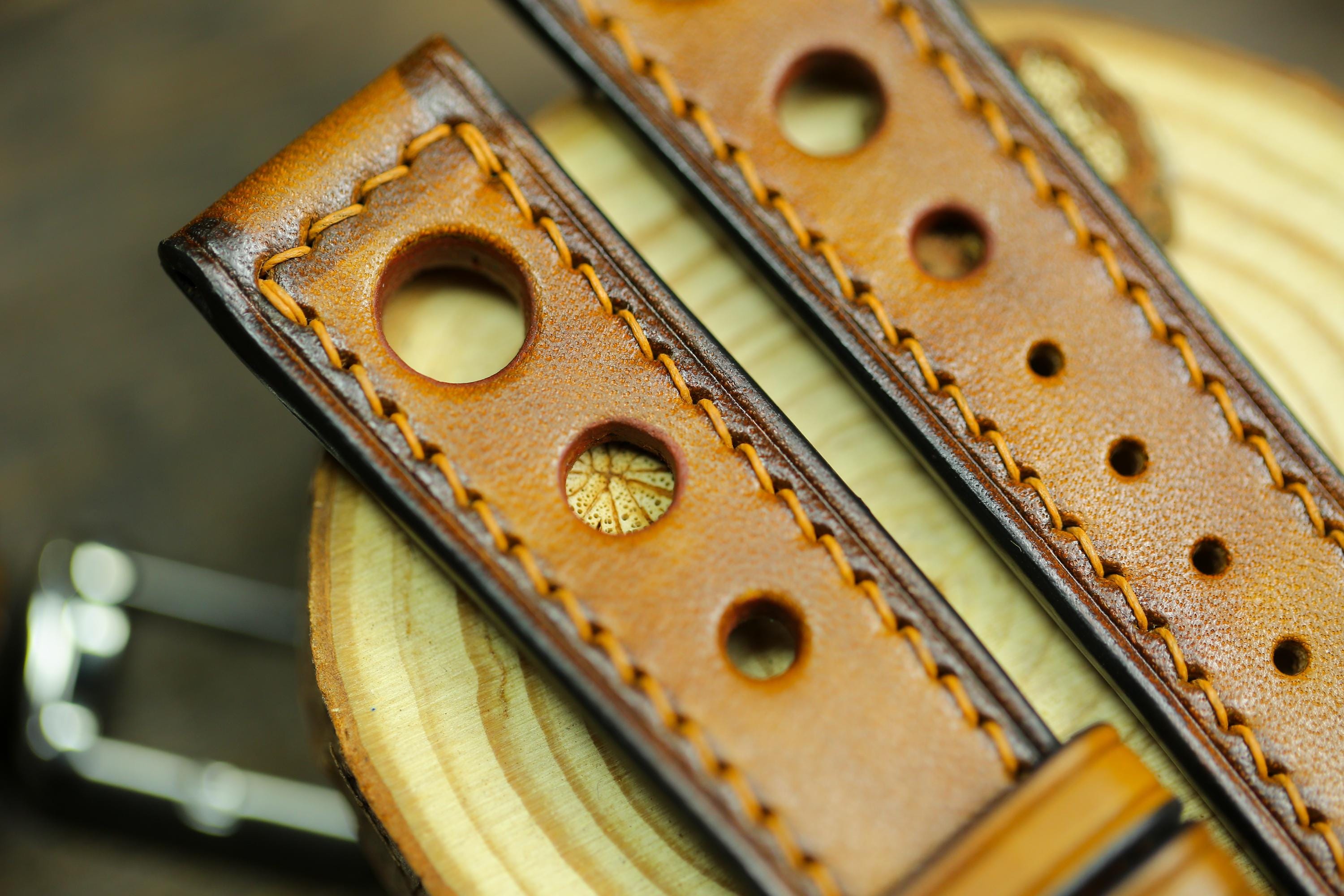 Rally Hole Watch Strap Brown British Tan Patina Leather 24mm 22mm 21mm ...