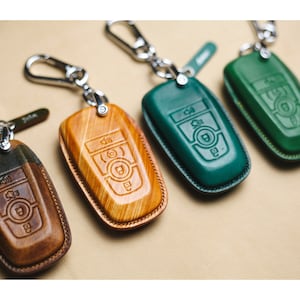 Covers for mustang Mach , for Bronco Sport Raptor Leather Key Fob Cover Case 2020 mustang mach E 2021 2022 Keychain KeyRing Remote Holder