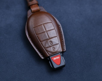 Leather Key fob Cover holder for Ramm Classic, Dodgee Classic, Grand Caravan, Dart, Chryslerr Town & Country Cherokee, Commander Grand