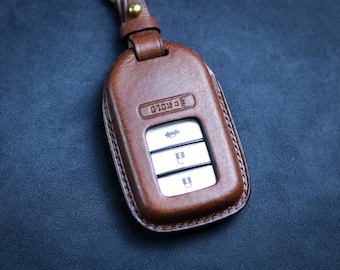Hondaa Key Fob Cover Case Leather 2024 Accord Ridgeline Civic Vezel CRV Crider Fit Jade Crad HRV Insight Pilot Remote Holder Clasp Clip