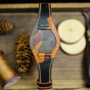 Camouflage Army Leather Bund Strap 20mm, 22mm Bund Watch Band 16mm 24mm Leather Watch Band 18mm Leather Watch Strap Watch Band Cuff Band