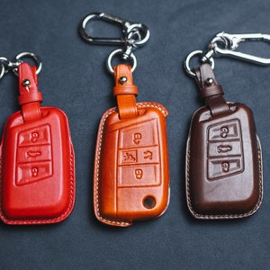Key Fob Cover For 2022 Golf 7 MK7 Polo Bora Tiguan Jetta Beetle Caddy Eos GTI Touareg Passat Teramont Leather Key Fob Case Remote Holder