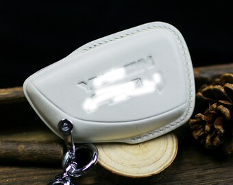 Yukon At4 Key Cover For Chevy 2021 Suburban 2024 Denali Leather Key Fob Case for Yukon XL Tahoe 2022 Sierra Canyon 2023 Terrain Silverado