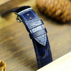 Dark Navy Blue Ostrich Foot Leather Watch Strap 24mm 22mm 21mm 20mm Leather Watch Band Deployant Clasp Ostrich Leg Leather 18mm 16mm 14mm